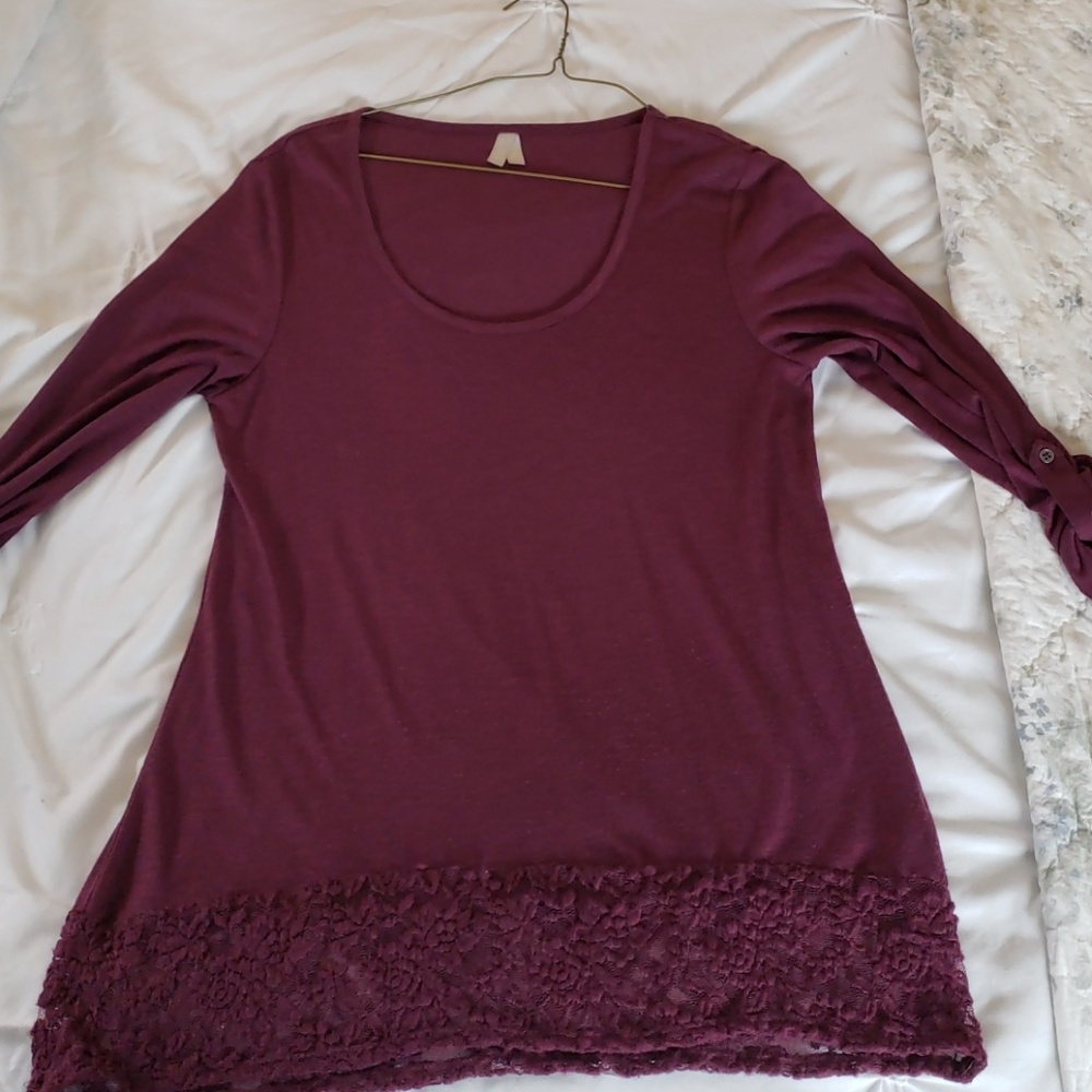 Vanity lace hem shirt